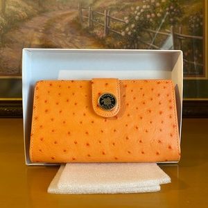 Vintage Dooney & Bourke Embossed Card Holder Check Book Wallet in Orange 🍊